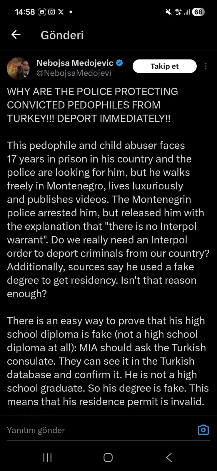 Nebojsa Medojevic Minel Güngör