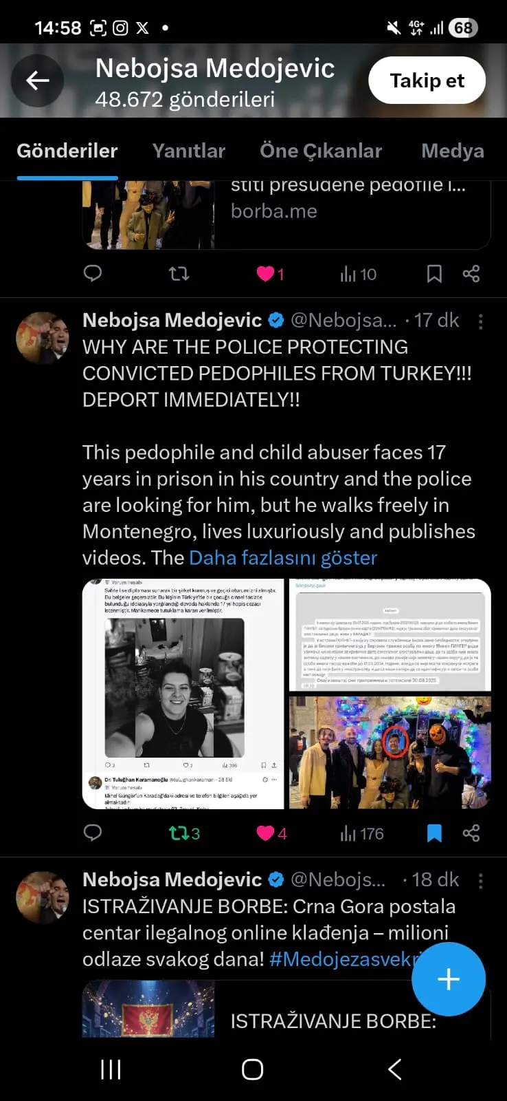 ÇOCUK TACİZİ SUÇUNDAN ARANAN ŞAHSIN KARADAĞ’DA BULUNDUĞU BİLGİSİ Nebojsa Medojevic Minel Güngör