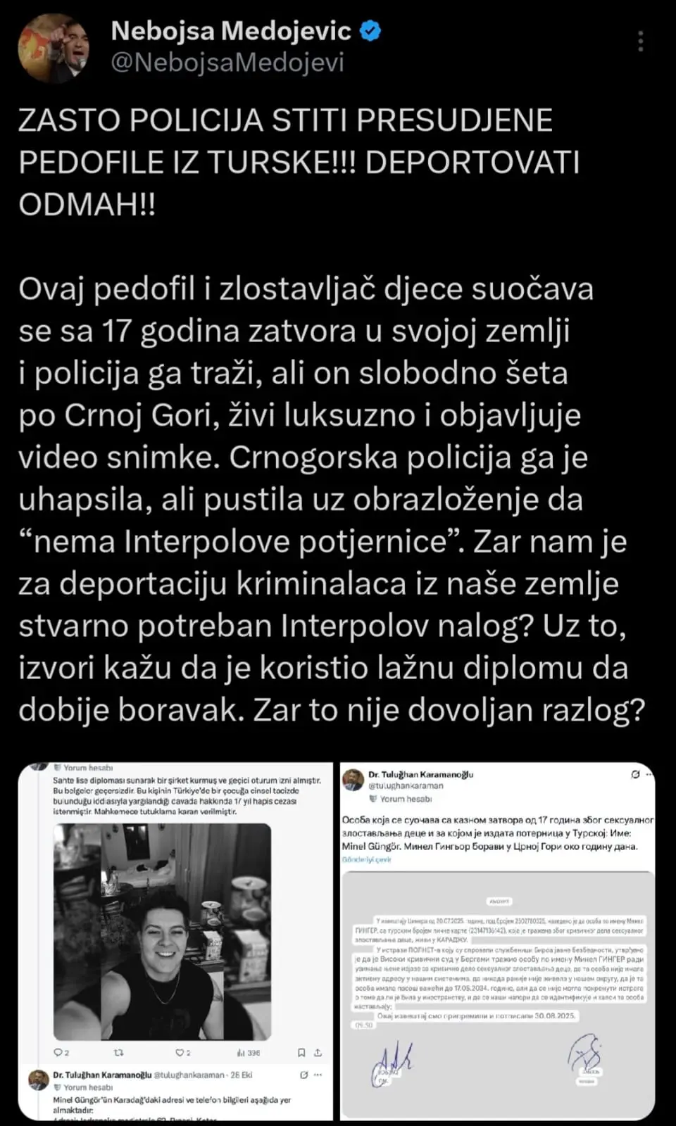 Nebojsa Medojevic Minel Güngör