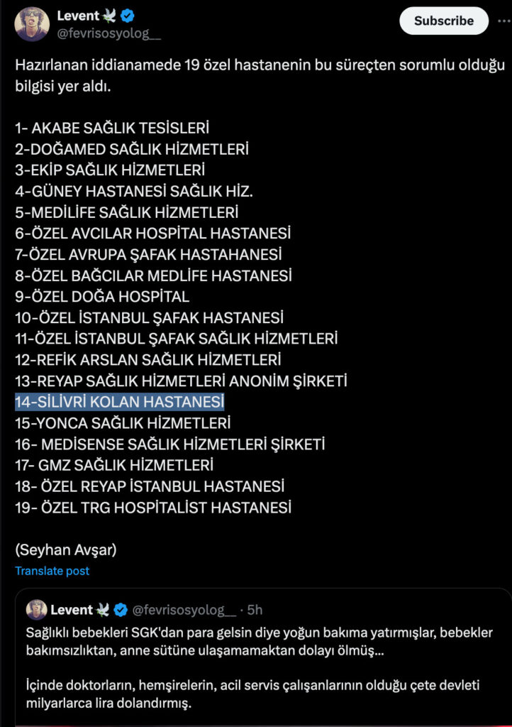 özel silivri kolan hastanesi yenidoğan çetesi