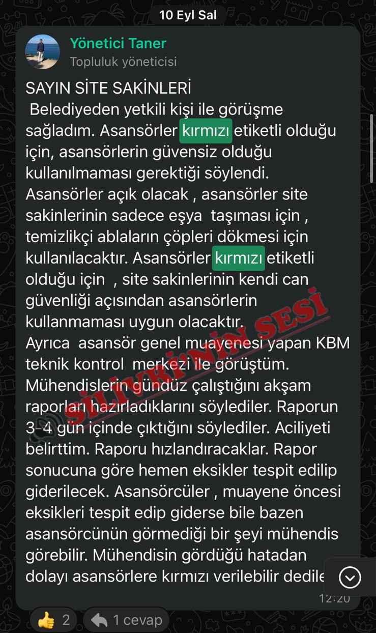 kılıç silivri meydan asansör kazası