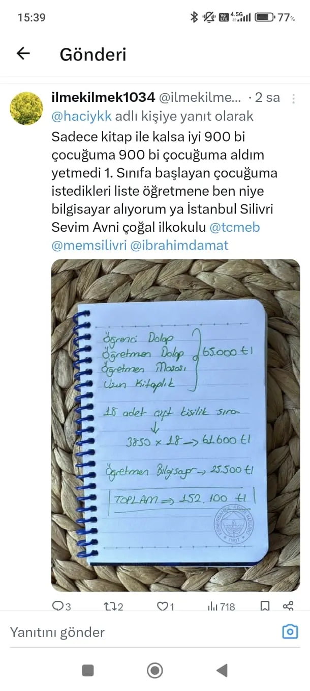 DEVLET NEREDE? VELİLERDEN OKULA SIRA ALMAK İÇİN PARA TOPLUYORLAR. Silivri Sevim Avni Çoğal İlkokulu