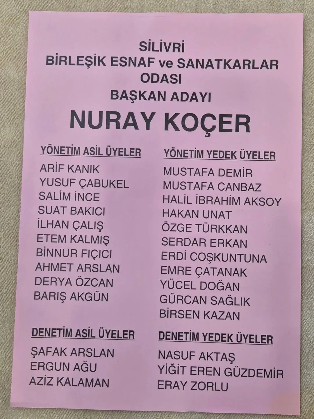 nuray koçer silivri esnaf odası