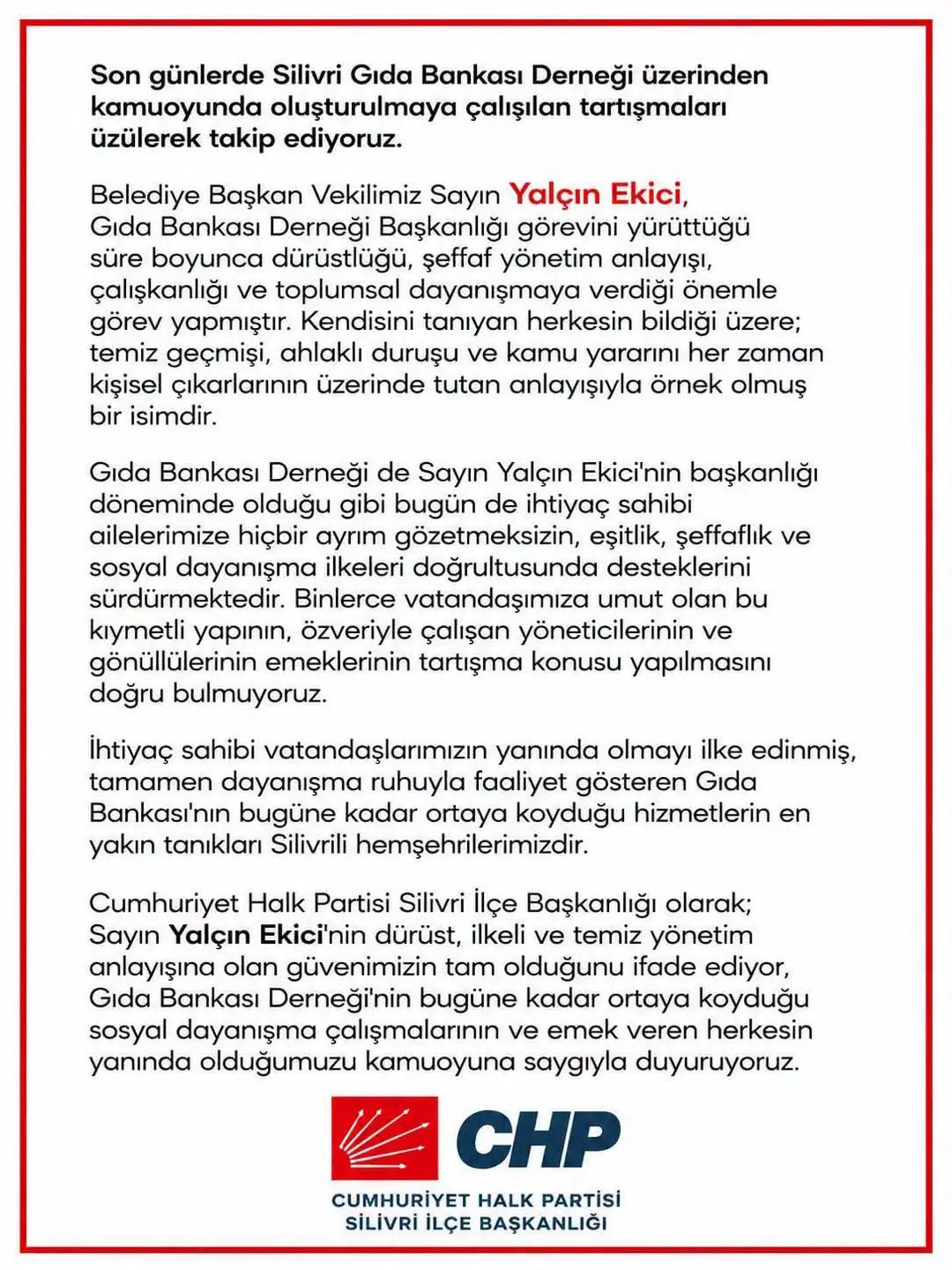 silivri belediyesi gıda bankası yalçın ekici