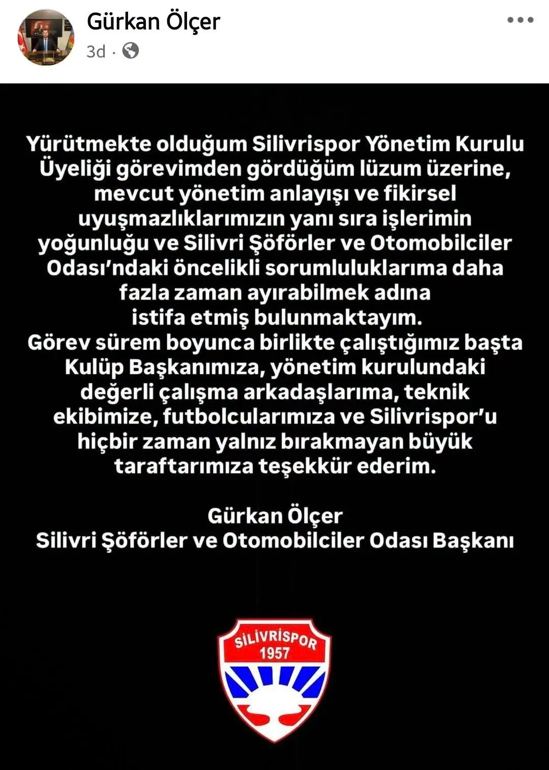 SİLİVRİSPOR'DA İSTİFA FIRTINASI! 13 KİŞİ GİTTİ! gürkan ölçer silivri silivrispor