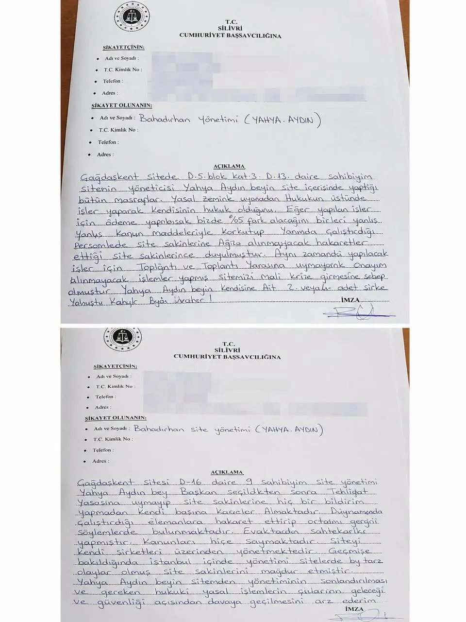 ali yahya aydın site yönetimi ulaş tesis yönetimi ulusal tesis yönetimi