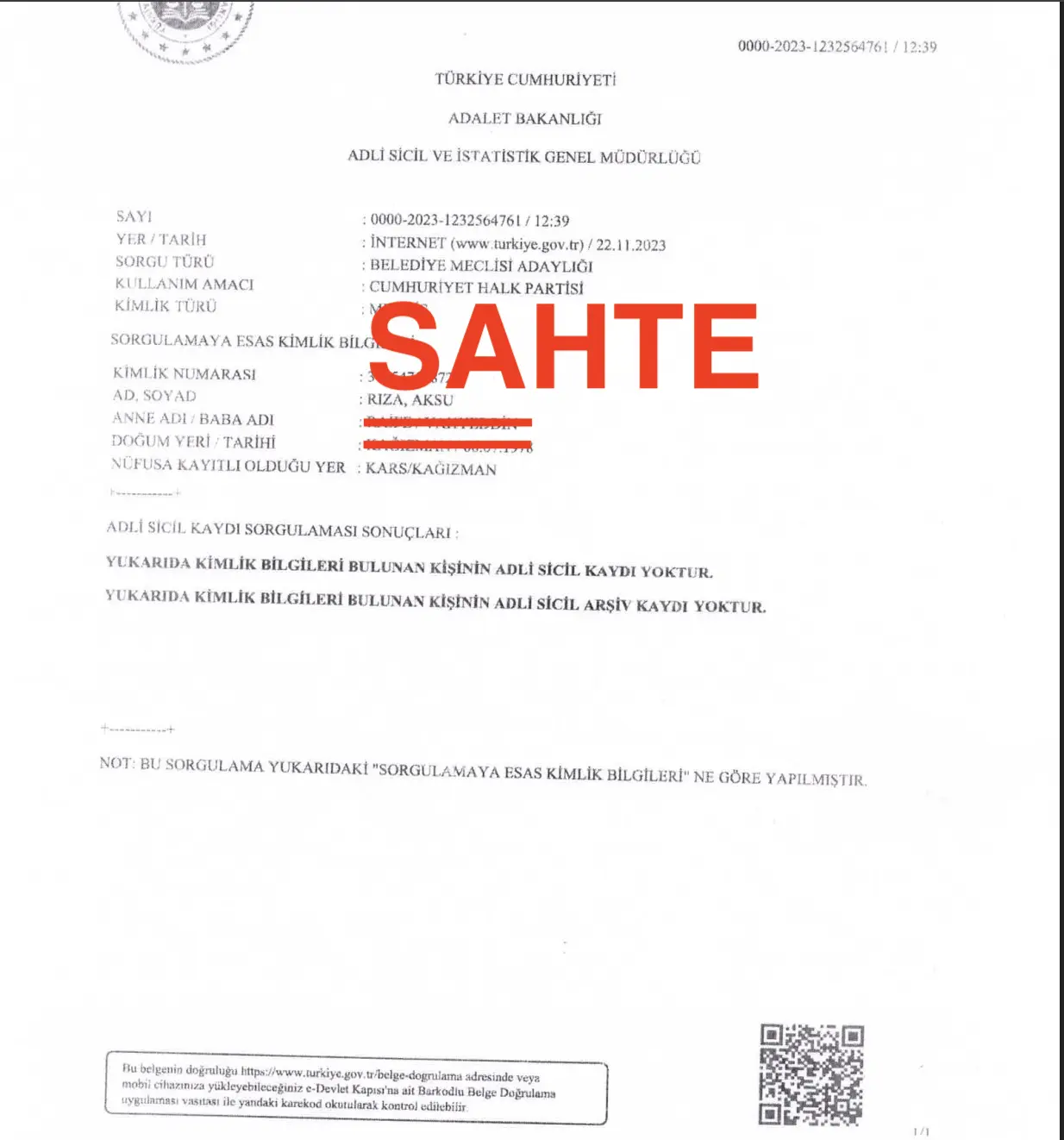 RIZA AKSU SAHTE SABIKA BELGESİ İLE ADAY OLMUŞ! rıza aksu sahte sabıka